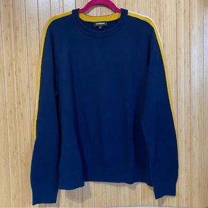 Express Blue and Yellow Crewneck Sweater